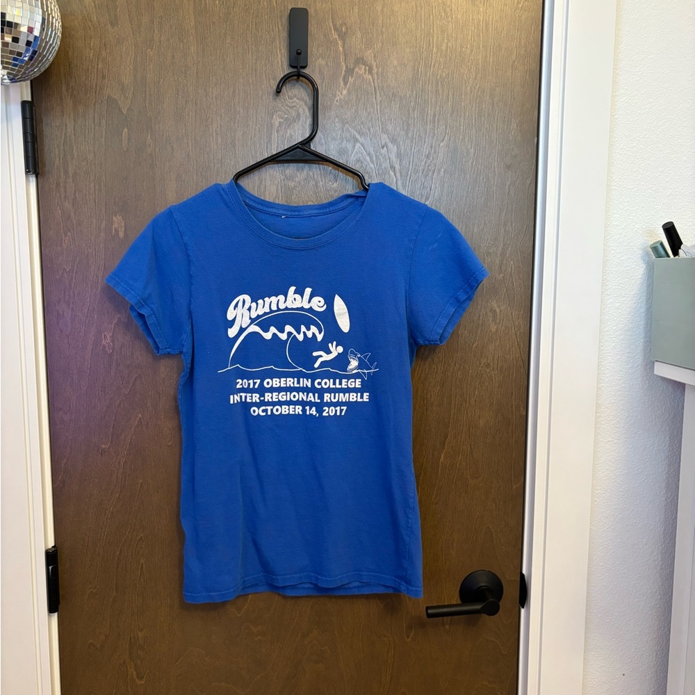 blue graphic shirt